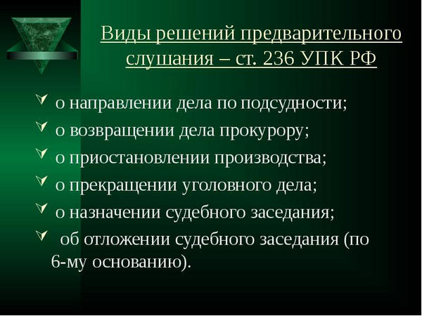 Статья 234 Уголовно-процессуального кодекса Российской Федерации. Предварительная процедура слушания