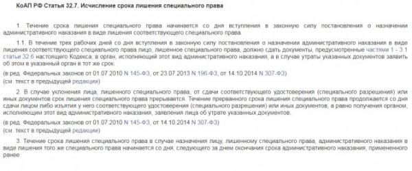 Основания наказания и давность лишения прав
