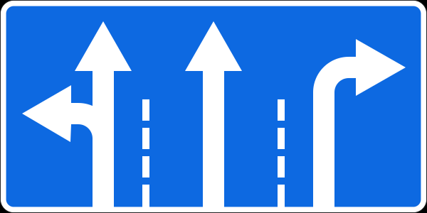 Дорожные знаки направление движения по полосам, начало полосы, конец полосы