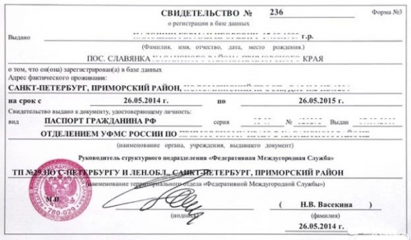 Регистрация граждан России